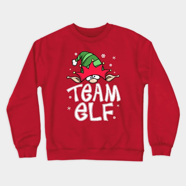 Family Christmas Pajamas – Team Elf Matching Christmas Crewneck Sweatshirt by FrontalLobe